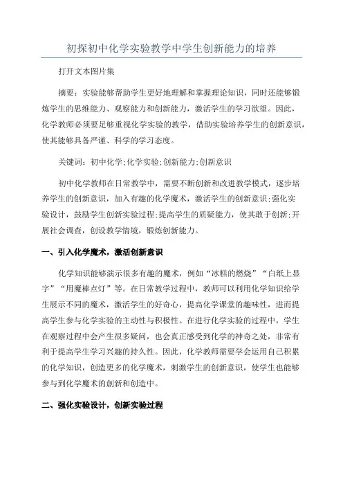 初探初中化学实验教学中学生创新能力的培养