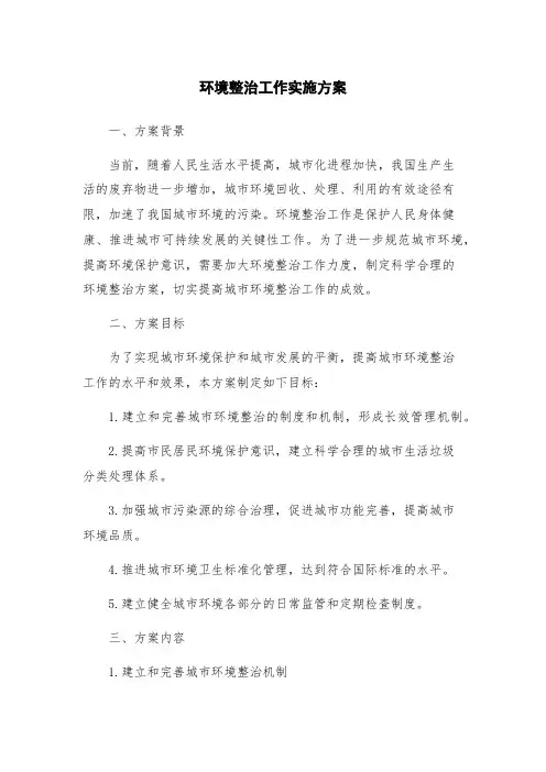 环境整治工作实施方案