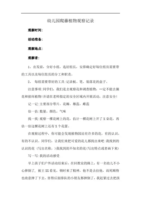 幼儿园爬藤植物观察记录