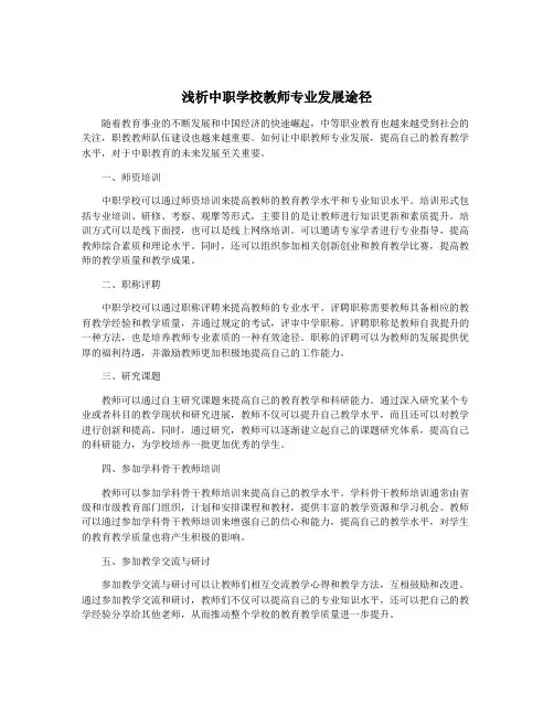 浅析中职学校教师专业发展途径