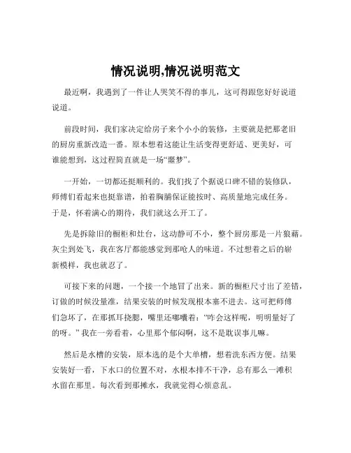 情况说明,情况说明范文