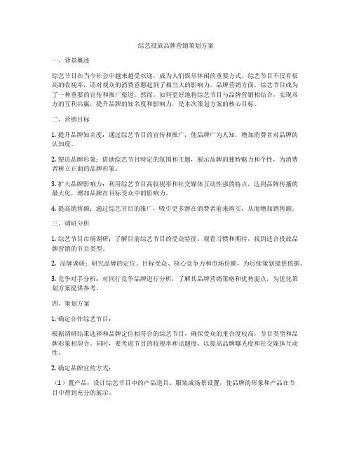综艺投放品牌营销策划方案