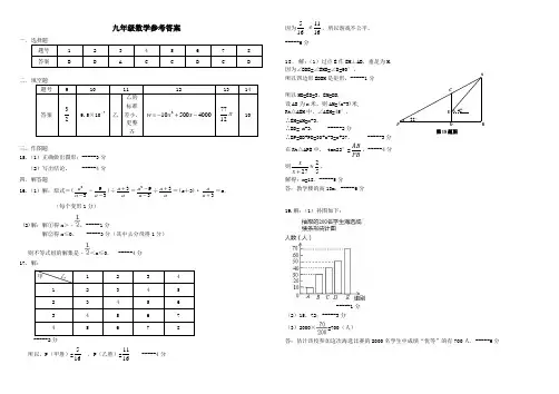 2017年青岛中考一模市北区数学试题答案