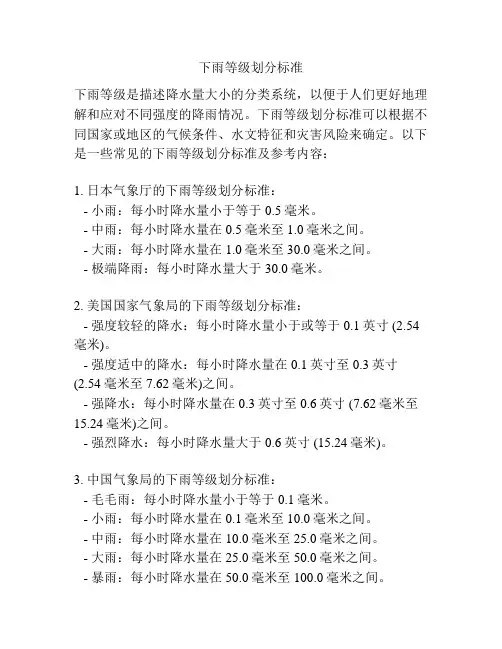 下雨等级划分标准
