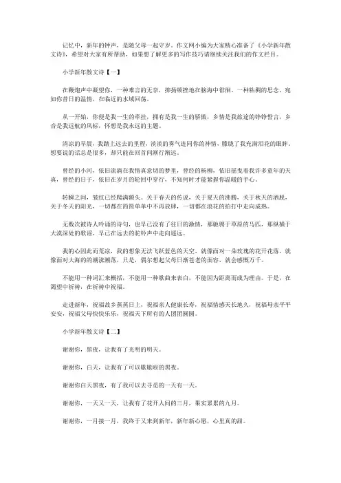 小学新年散文诗