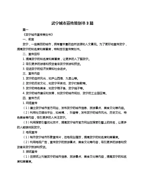 武宁城市宣传策划书3篇