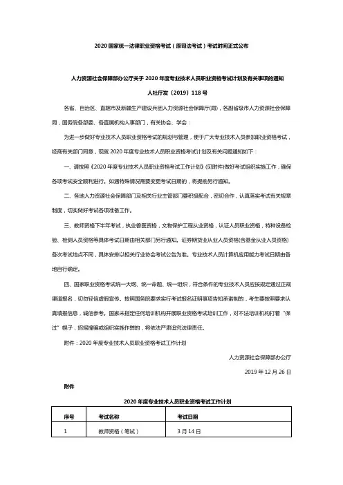 2020国家统一法律职业资格考试