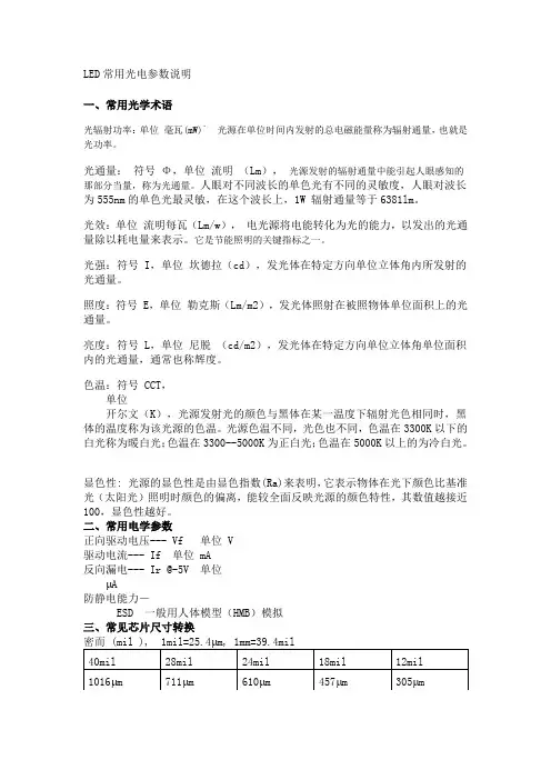 LED常用光电参数说明.