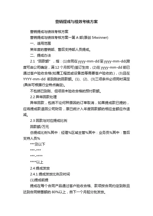 营销提成与绩效考核方案