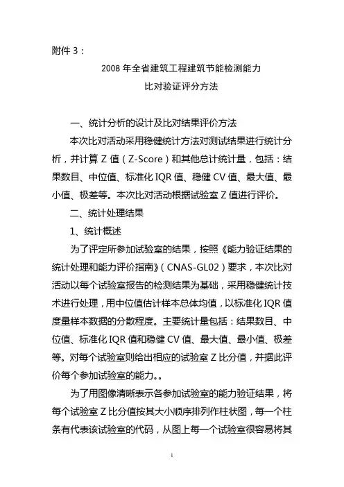2008年全建筑工程建筑节能检测能力比对验证评分方法
