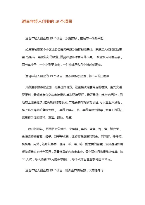 适合年轻人创业的19个项目