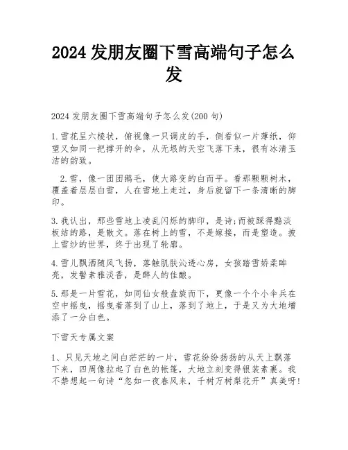 2024发朋友圈下雪高端句子怎么发