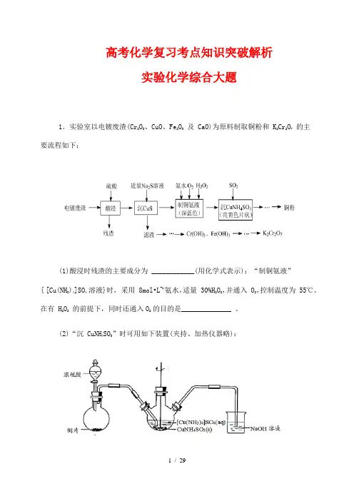 高考化学复习考点知识突破解析20： 实验化学综合大题(解析版)