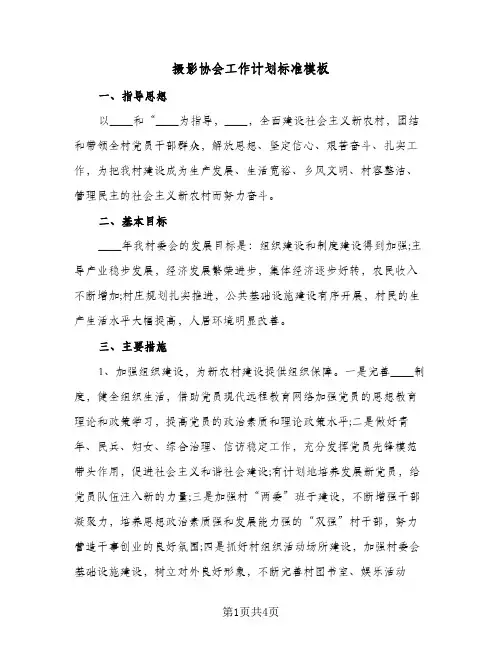 摄影协会工作计划标准模板（2篇）