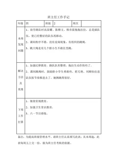班主任工作手记