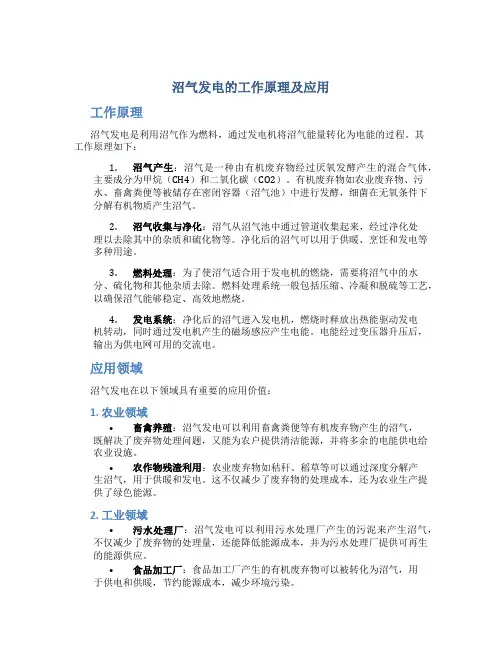 沼气发电的工作原理及应用