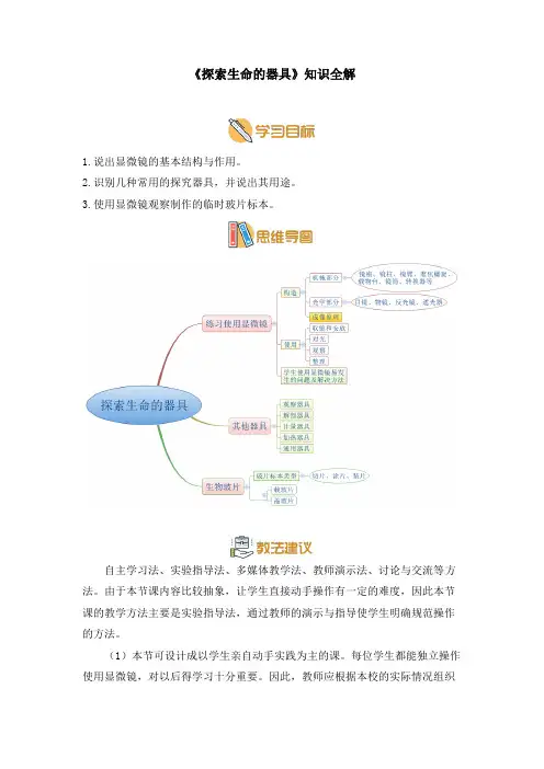 苏教版七年级生物上册《探索生命的器具》知识全解