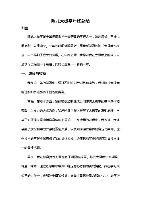 陈式太极拳年终总结