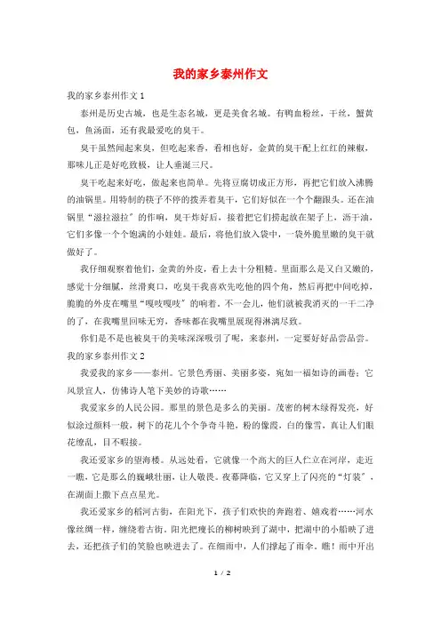 我的家乡泰州作文