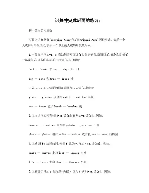 初中英语名词复数、语法大全