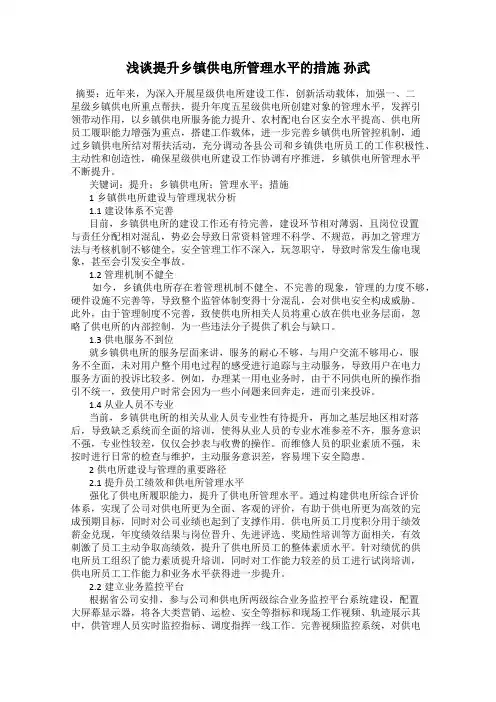 浅谈提升乡镇供电所管理水平的措施 孙武
