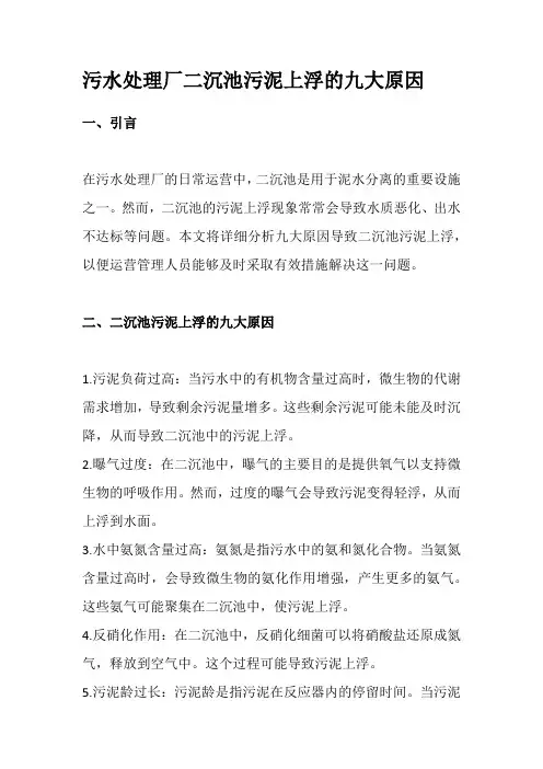 污水处理厂二沉池污泥上浮的九大原因