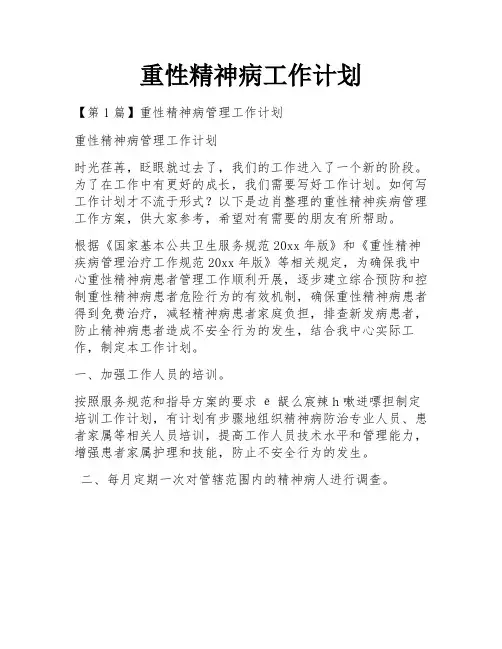 重性精神病工作计划