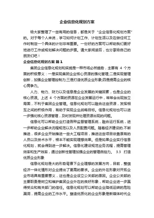 企业信息化规划方案