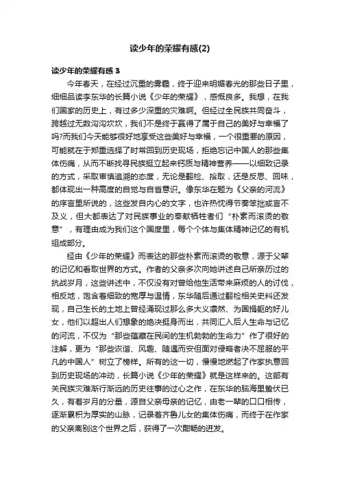 读少年的荣耀有感（2）