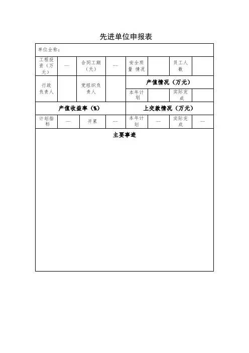 先进单位申报表