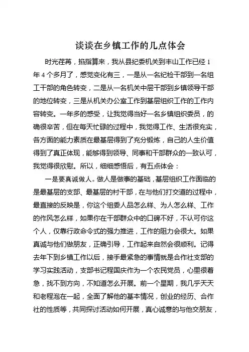 谈谈在乡镇工作的几点体会