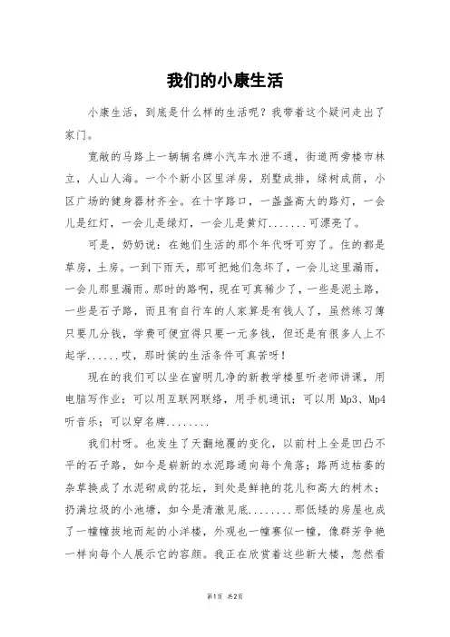 我们的小康生活_初三作文