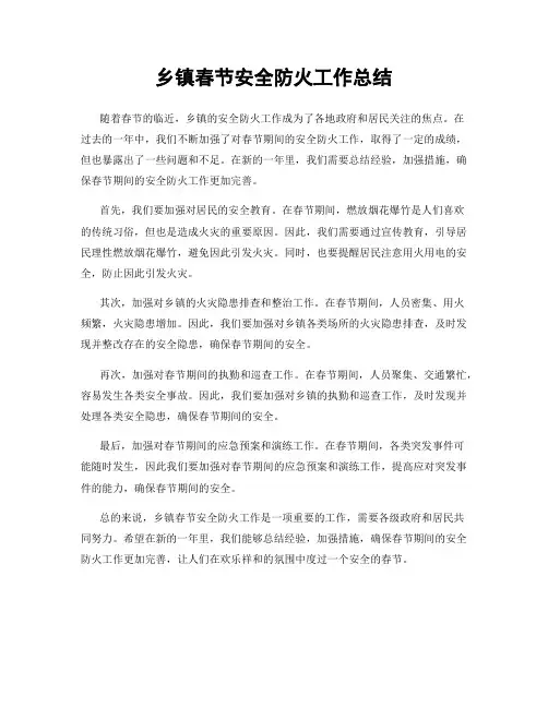 乡镇春节安全防火工作总结