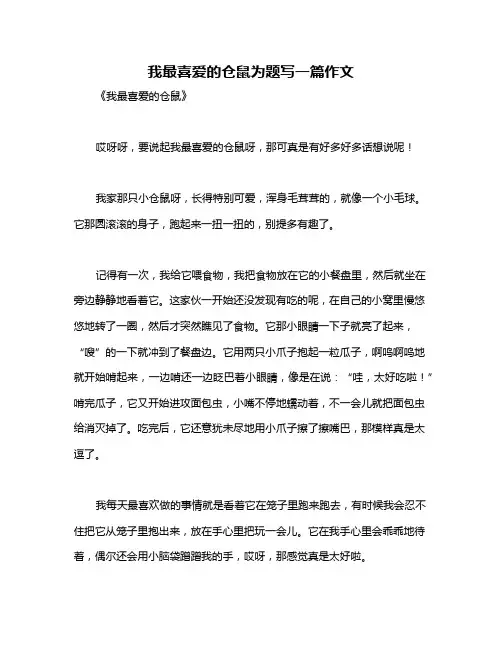 我最喜爱的仓鼠为题写一篇作文