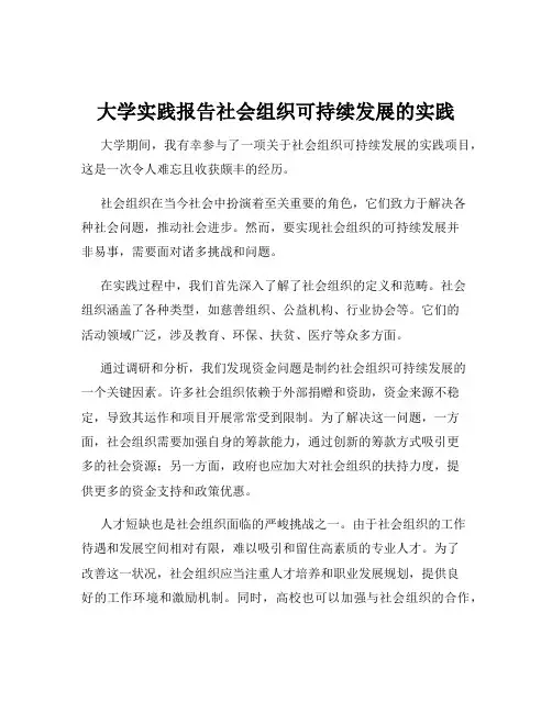 大学实践报告社会组织可持续发展的实践