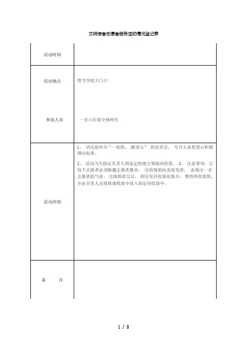 文明使者志愿者服务活动情况登记表-1