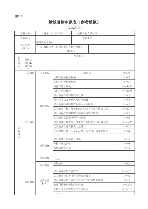绩效目标申报表
