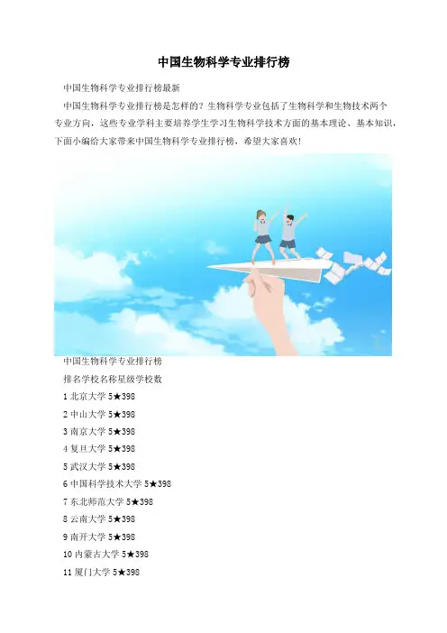 中国生物科学专业排行榜