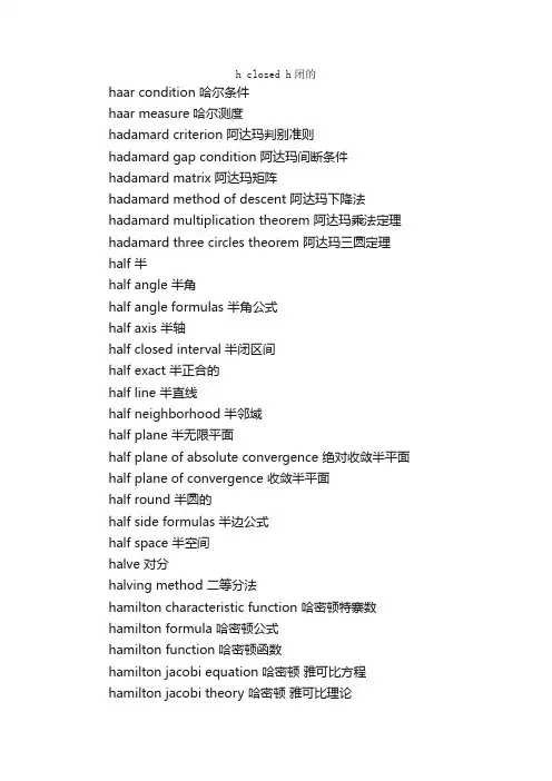 数学专业英语词汇（H）_数学物理英语词汇