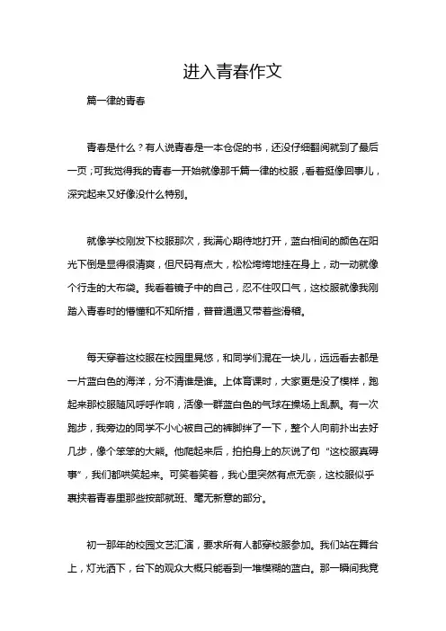 进入青春作文