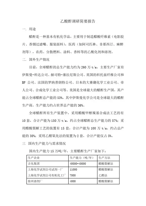 醋酐汇报