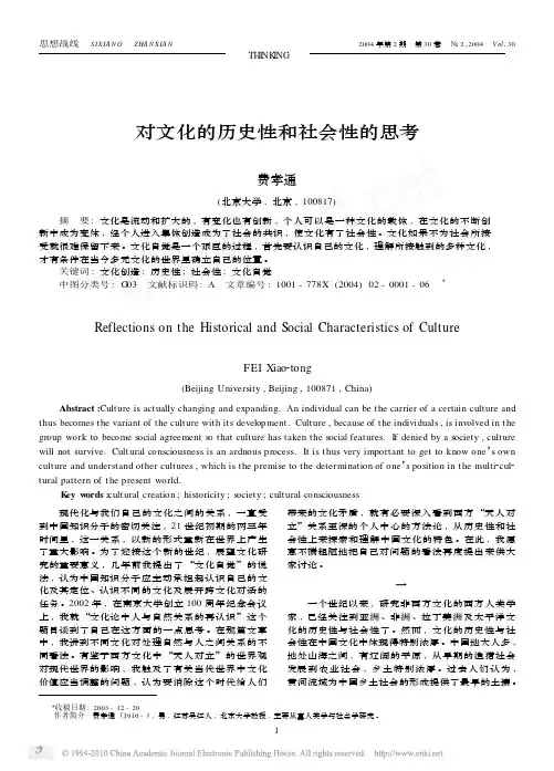 对文化的历史性和社会性的思考