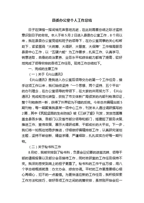 县委办公室个人工作总结
