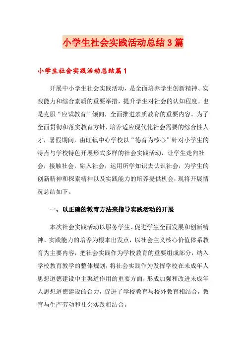 小学生社会实践活动总结3篇