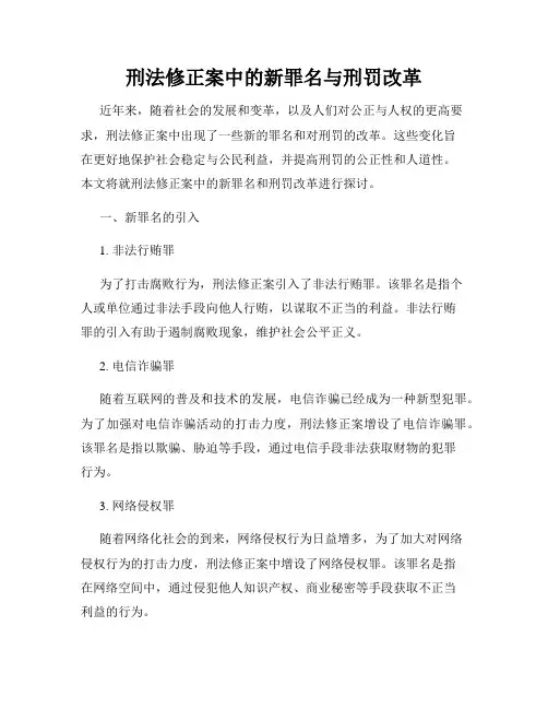 刑法修正案中的新罪名与刑罚改革