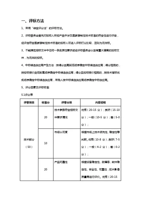 招标评分标准模板