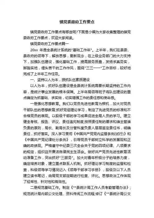 镇党委政府工作要点