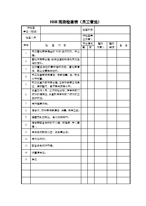 HSE现场检查表Z001