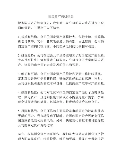 固定资产调研报告