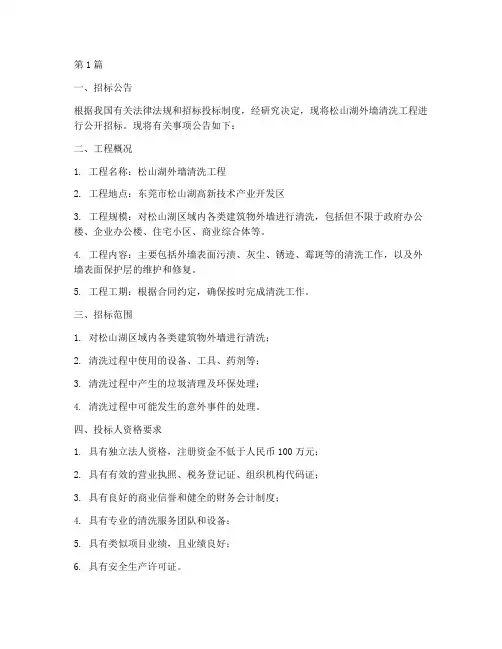 松山湖外墙清洗工程招标(3篇)